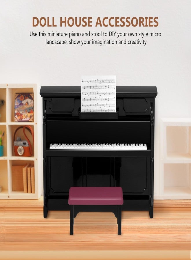 HEALLILY Mini Dollhouse Piano: Black Plastic Dollhouse Piano and Stool Set with Music Sheet for Scene Shooting Props Doll House Decoration, 3.58 X 2.75 X 1.45 Inches - Image 3